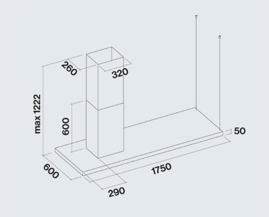 Островная вытяжка LUMEN IS STEEL 175
